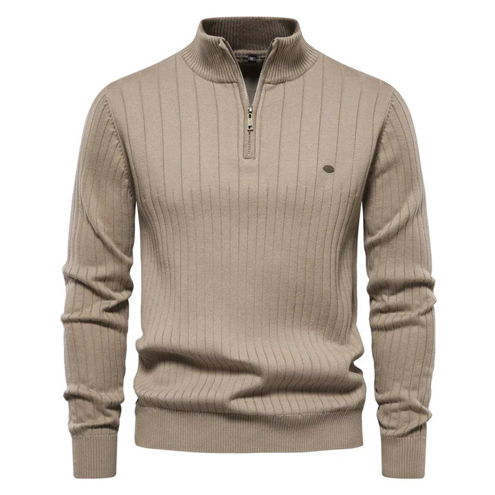 Golvhec | Homme Pull Col Zippé Tricoté Hiver - Navy - Image 6