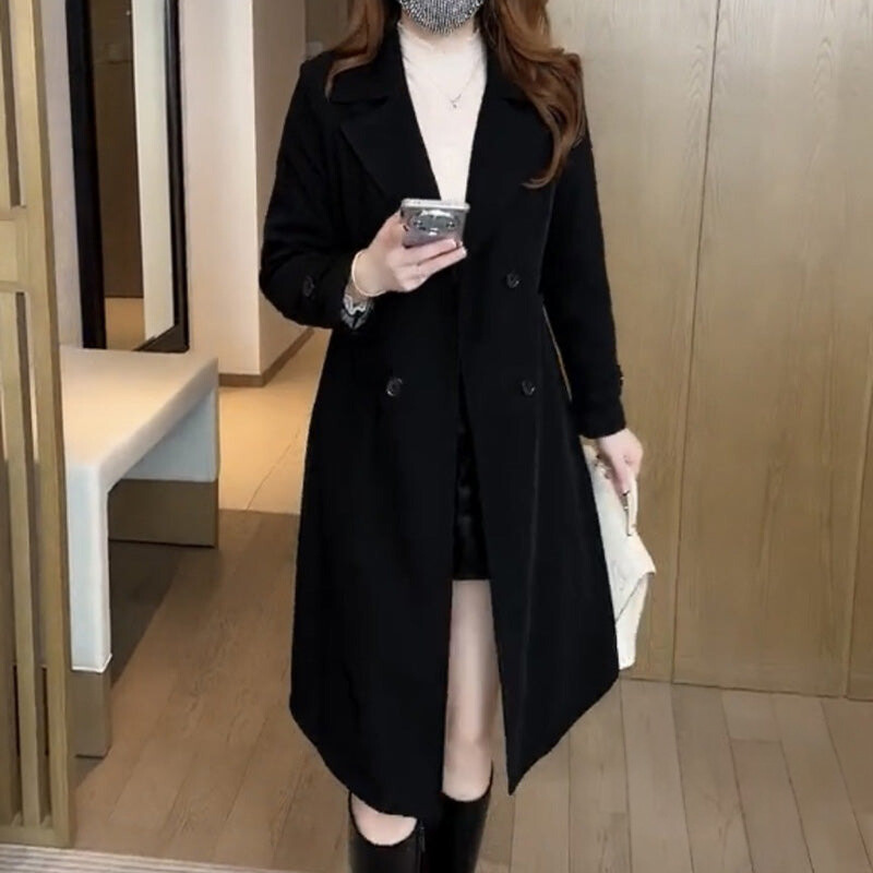 Golvière | Femme Manteau Long Double Boutonnage - Black - Image 1