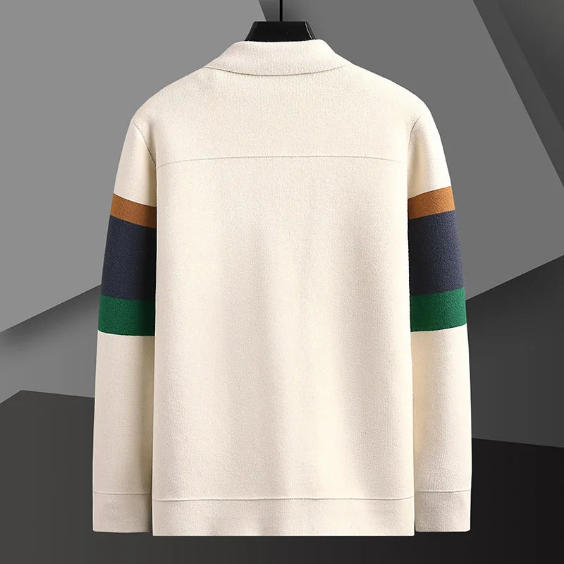 Golvran | Homme Cardigan Rayé Boutons-Pression - Cream - Image 2
