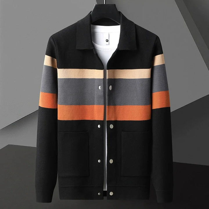 Golvran | Homme Cardigan Rayé Boutons-Pression - Cream - Image 4