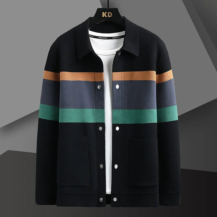 Golvran | Homme Cardigan Rayé Boutons-Pression - Cream - Image 5