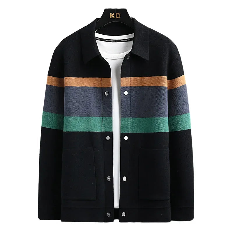 Golvran | Homme Cardigan Rayé Boutons-Pression - Cream - Image 6