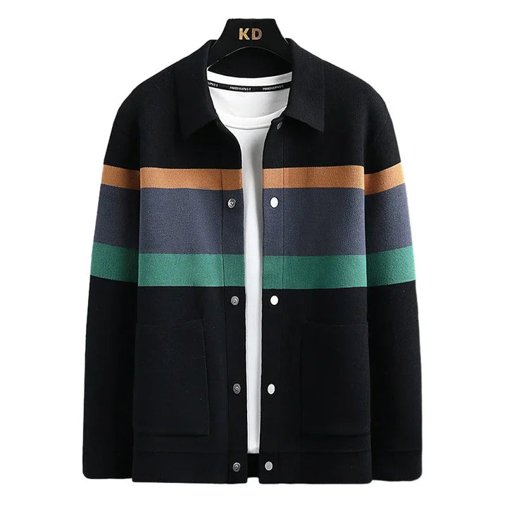 Golvran | Homme Cardigan Rayé Boutons-Pression - Cream - Image 6