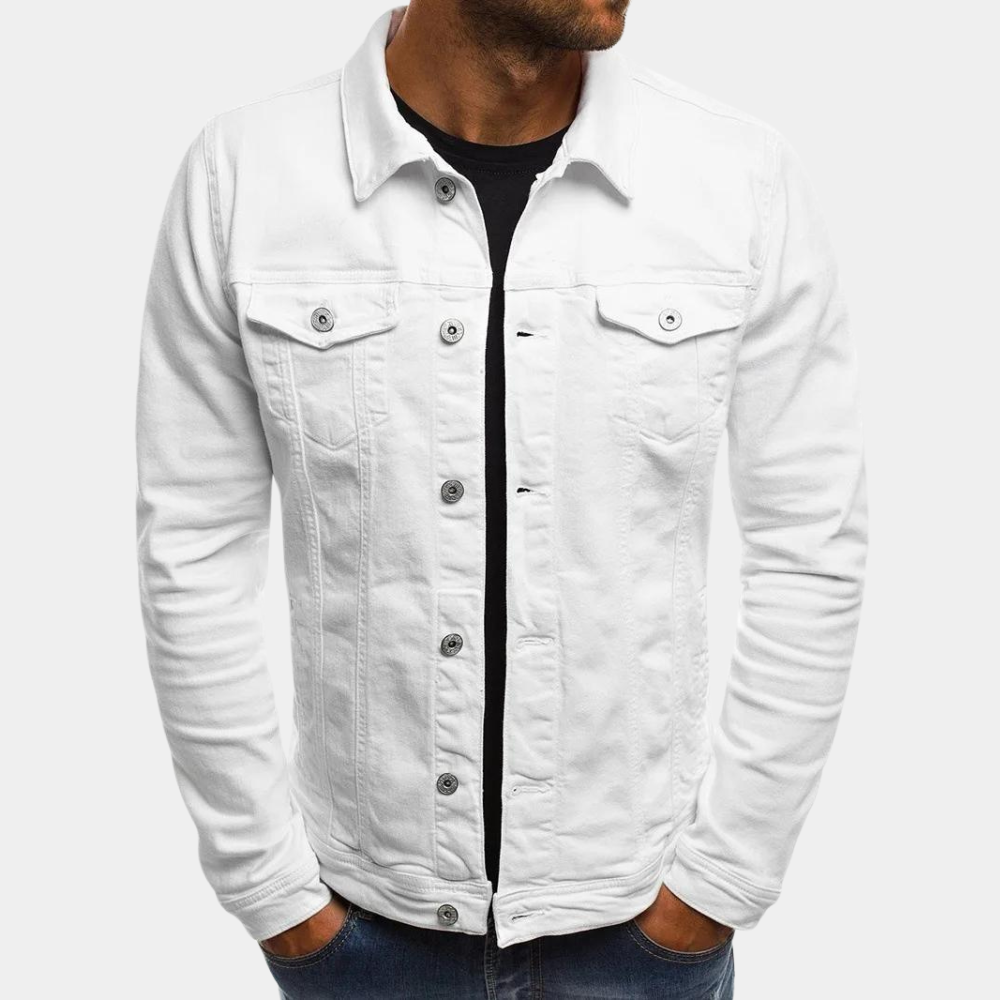 Grantham | Homme Veste Jean Boutonnée Coupe Ajustée - Green - Image 4
