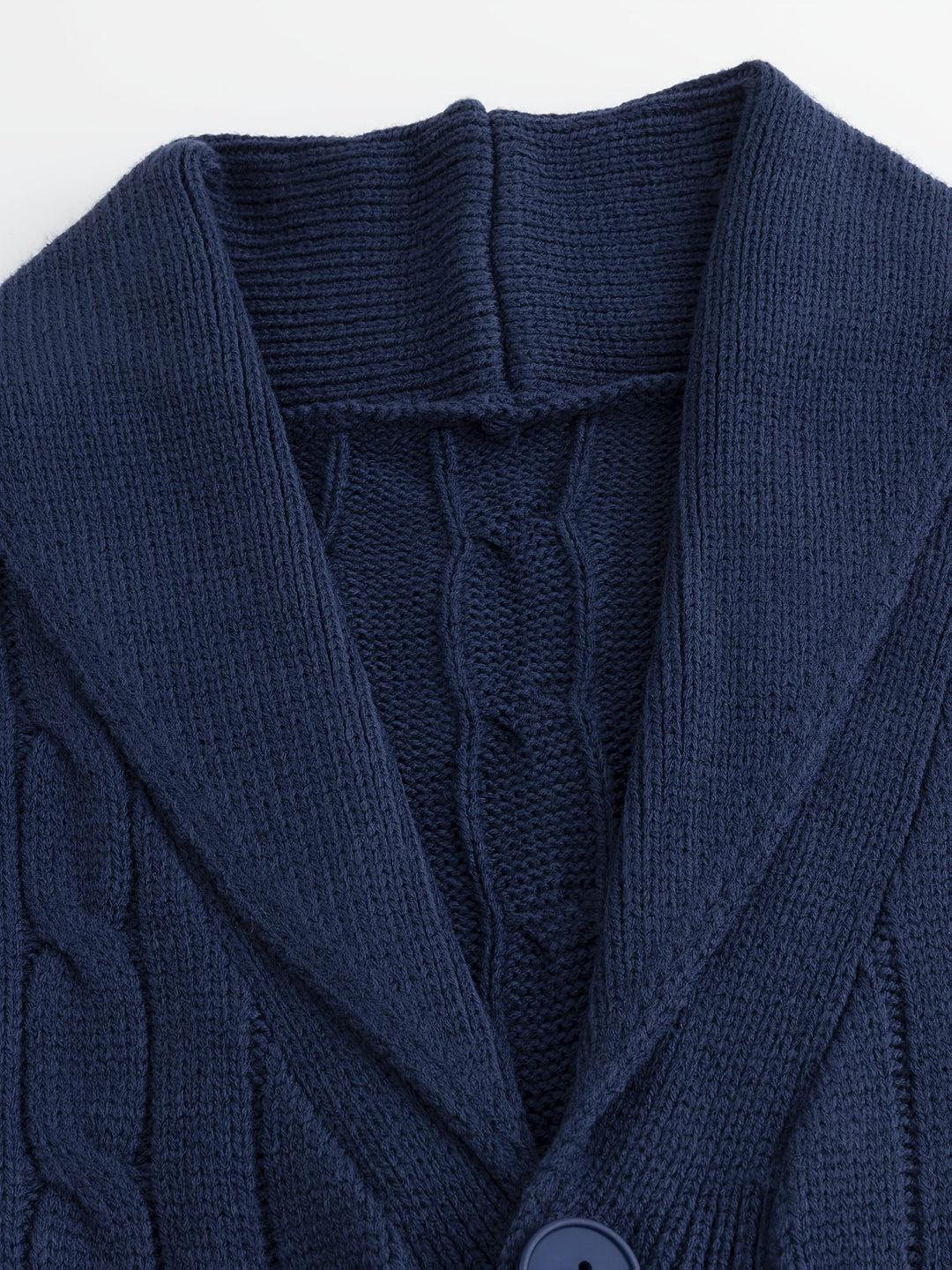 Gréavald | Homme Cardigan Col Châle Torsadé - Navy - Image 2