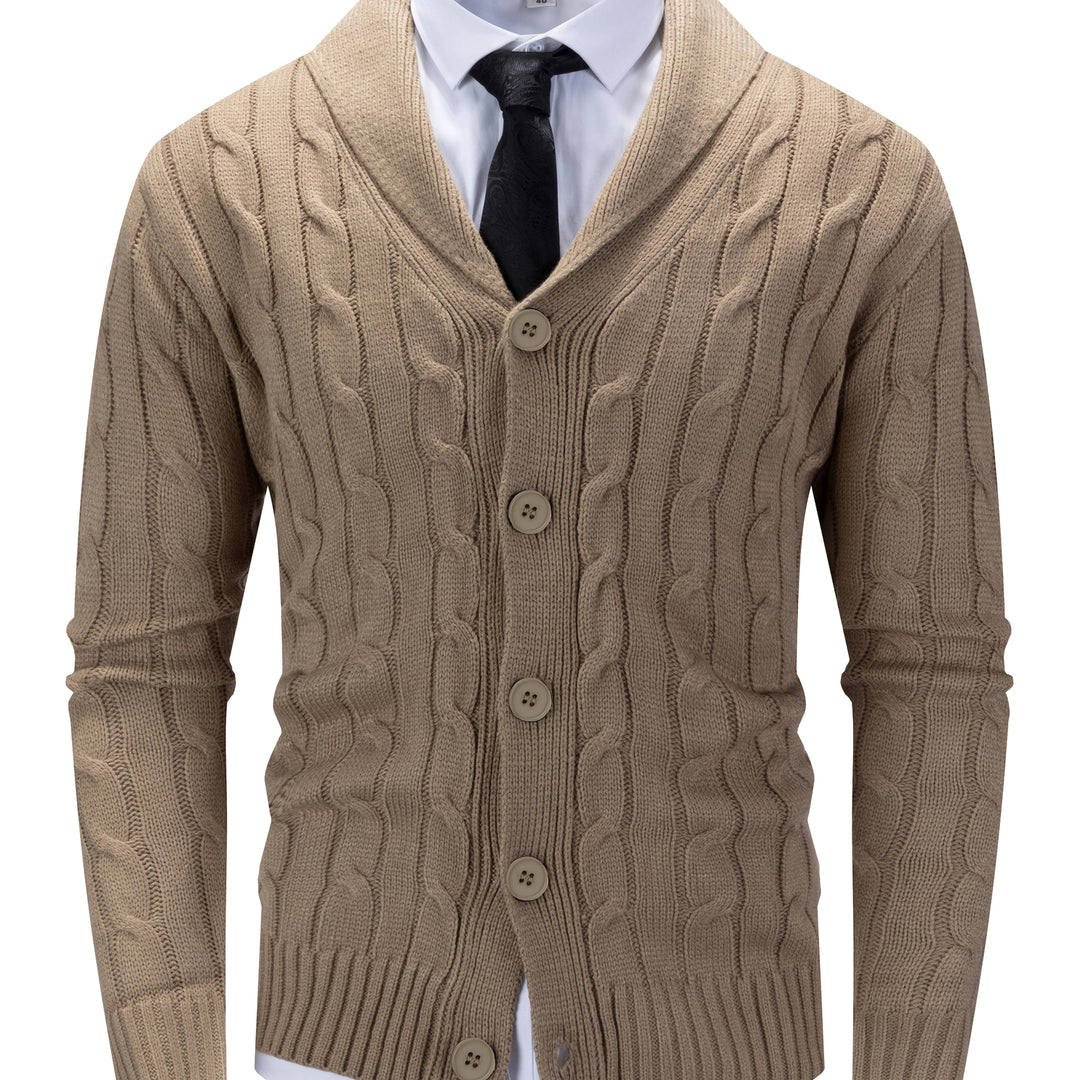 Gréavald | Homme Cardigan Col Châle Torsadé - Navy - Image 4