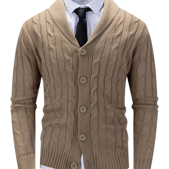 Gréavald | Homme Cardigan Col Châle Torsadé - Navy - Image 4