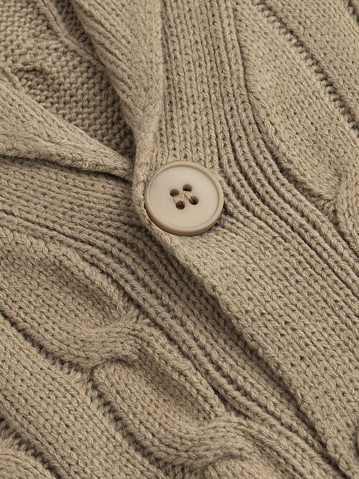Gréavald | Homme Cardigan Col Châle Torsadé - Navy - Image 7
