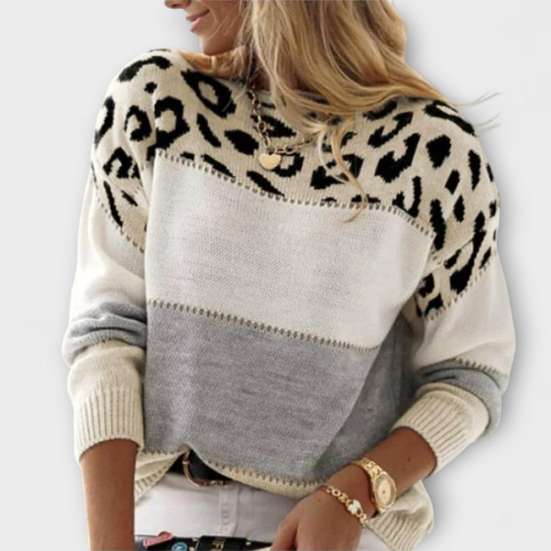 Grévelle | Pull Femme Léopard Rayures Gris - Image 5