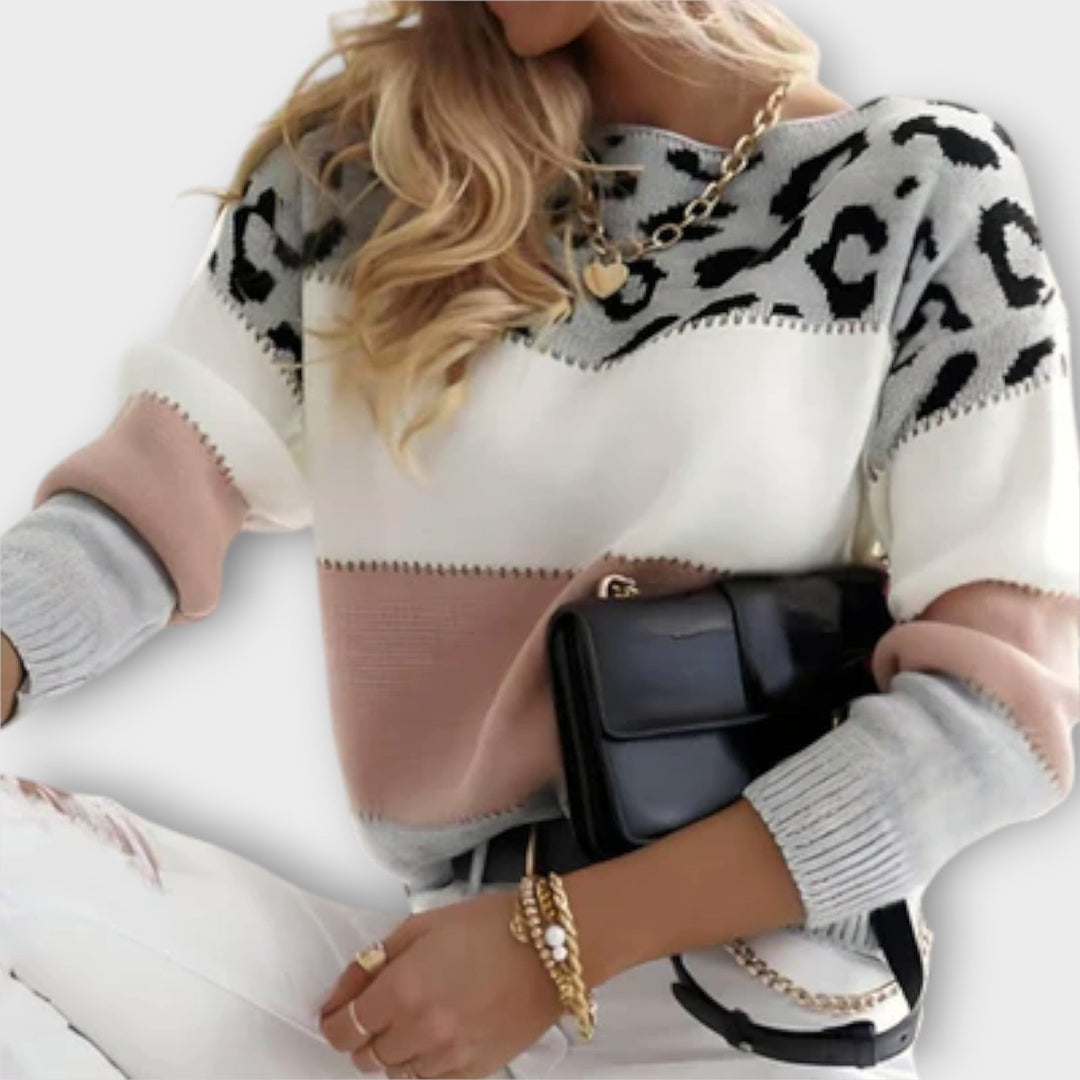 Grévelle | Pull Femme Léopard Rayures Gris - Image 6