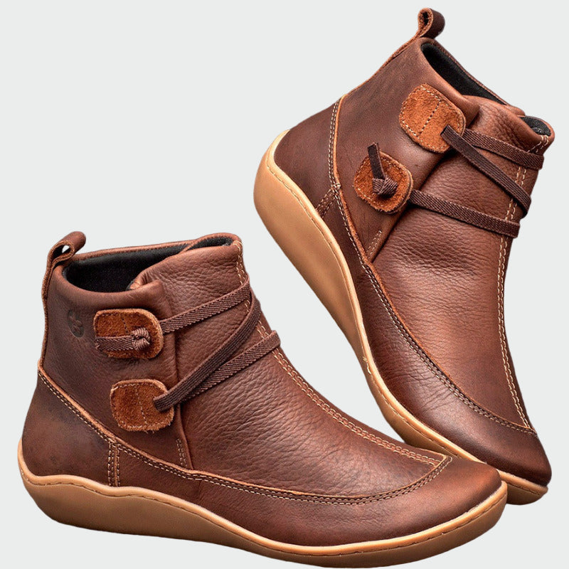 Zéliane | Femme Bottines en Cuir à Lanière Plate