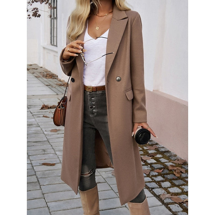 Brélise | Femme Manteau Long Col Tailleur - Grey - Image 11