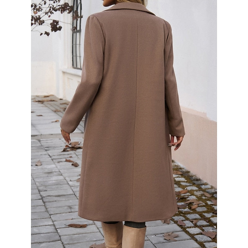 Brélise | Femme Manteau Long Col Tailleur - Grey - Image 12