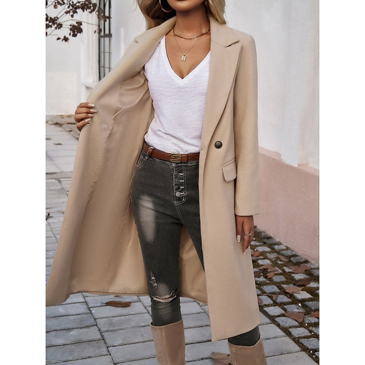 Brélise | Femme Manteau Long Col Tailleur - Grey - Image 14