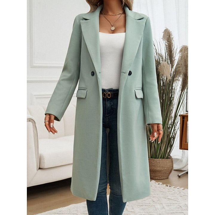 Brélise | Femme Manteau Long Col Tailleur - Grey - Image 17