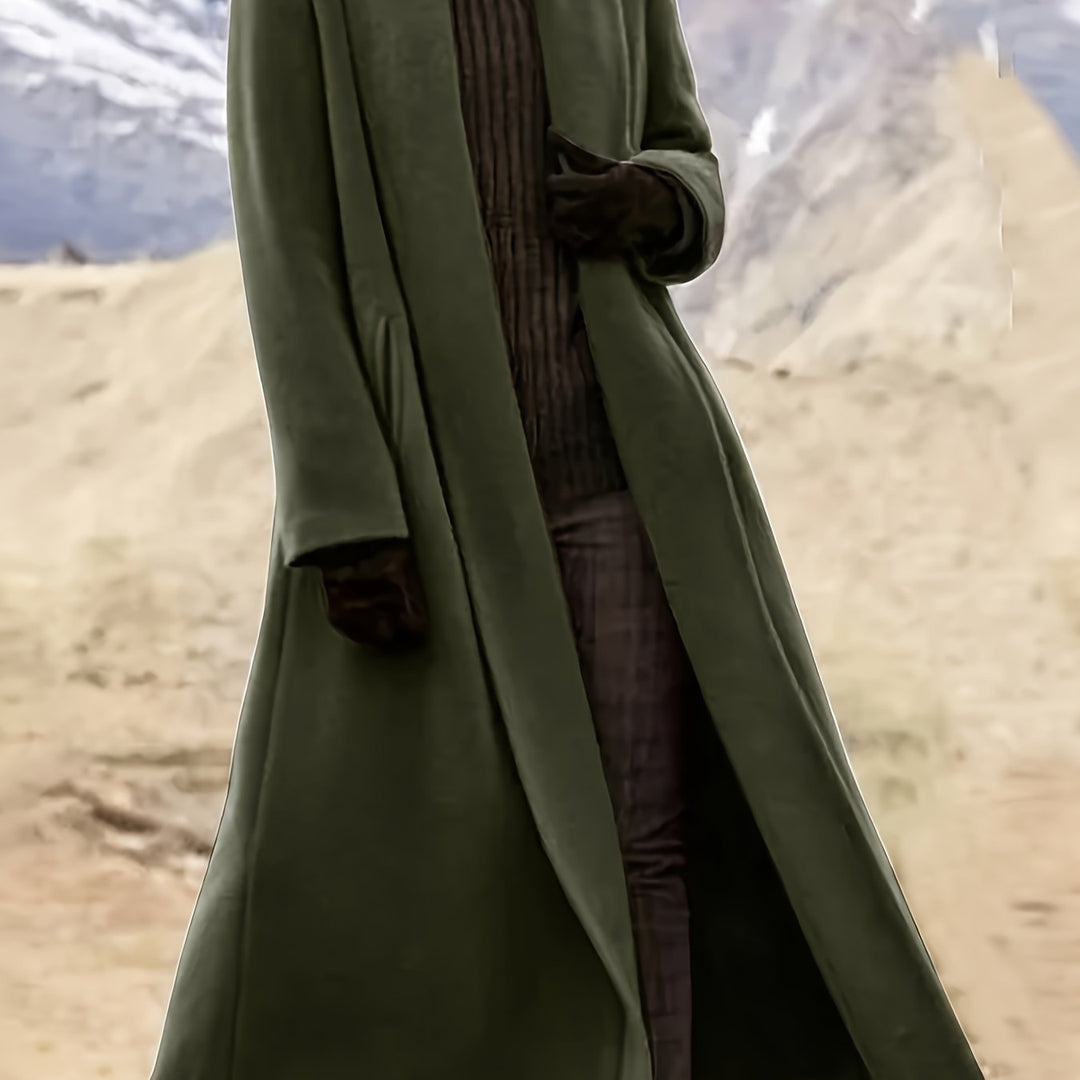 Thovaine | Femme Manteau Long Ouvert Col Châle - Dark Green - Image 1