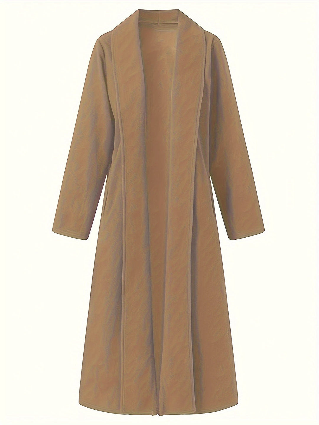 Thovaine | Femme Manteau Long Ouvert Col Châle - Dark Green - Image 16