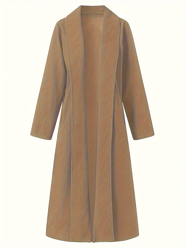 Thovaine | Femme Manteau Long Ouvert Col Châle - Dark Green - Image 16