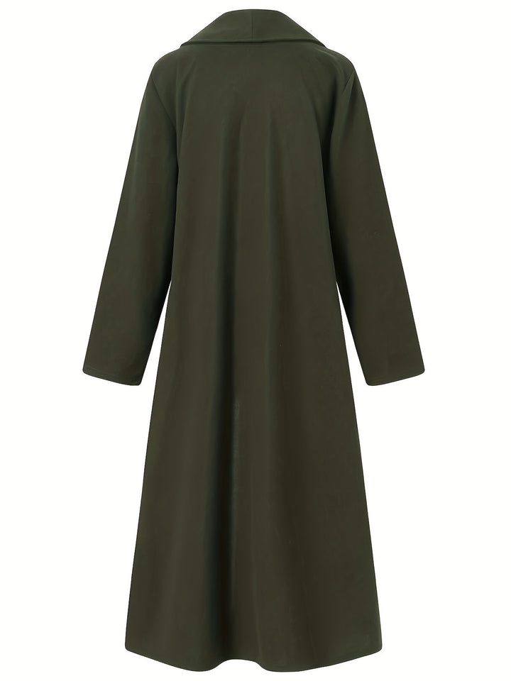 Thovaine | Femme Manteau Long Ouvert Col Châle - Dark Green - Image 4