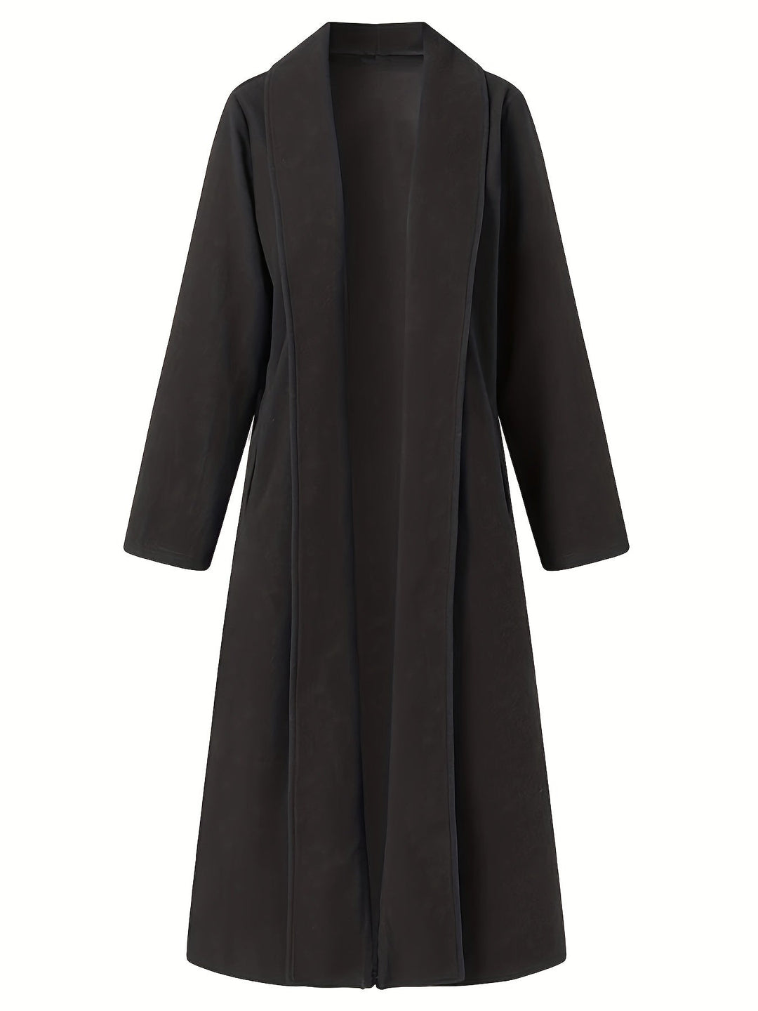 Thovaine | Femme Manteau Long Ouvert Col Châle - Dark Green - Image 8