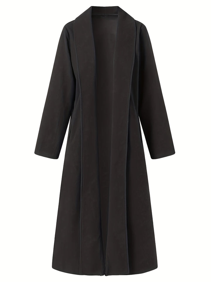 Thovaine | Femme Manteau Long Ouvert Col Châle - Dark Green - Image 8