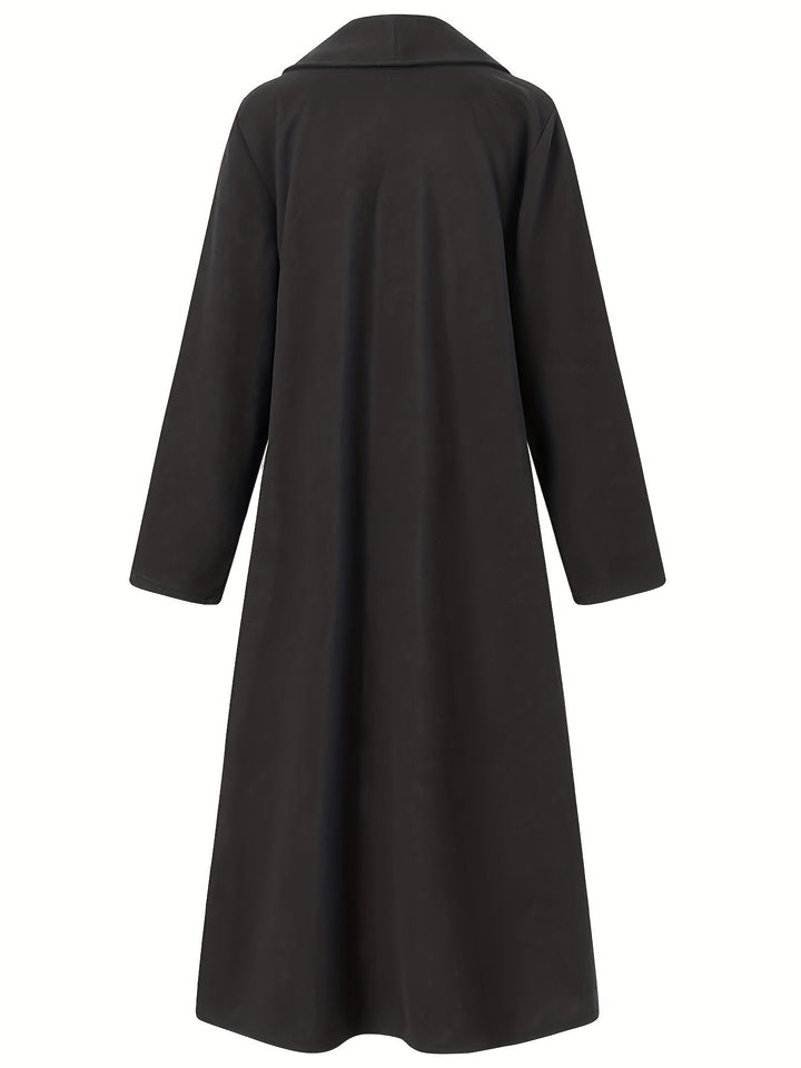Thovaine | Femme Manteau Long Ouvert Col Châle - Dark Green - Image 9