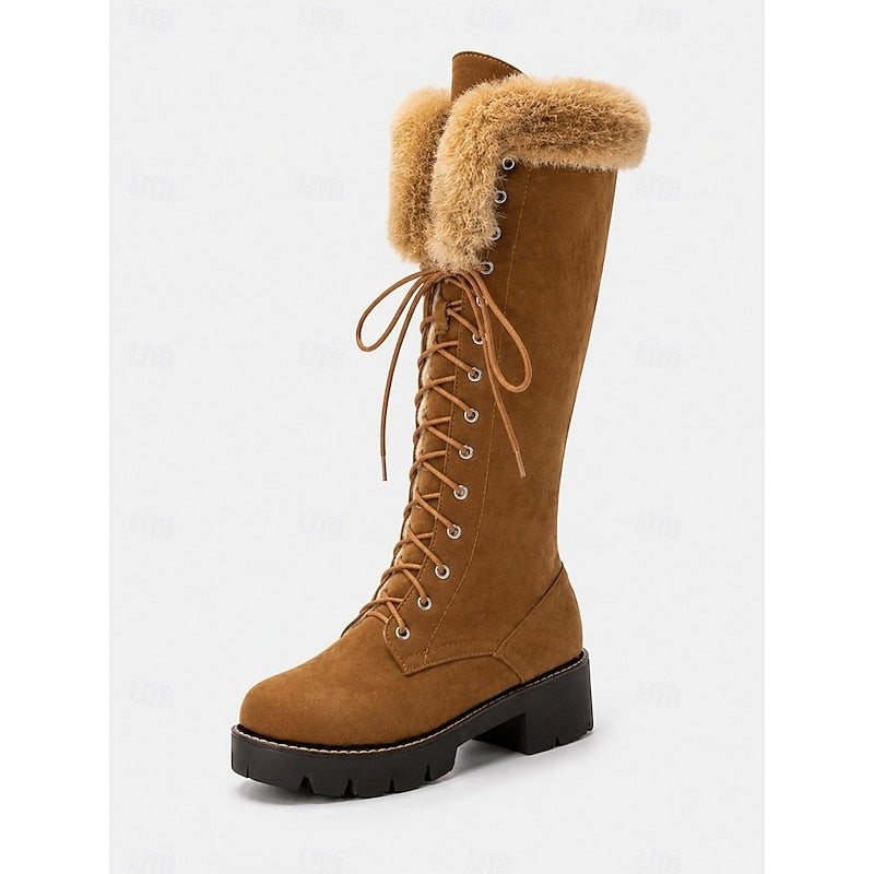 Halvïne | Femme Bottes Montantes Lacets Fourrure - Camel - Image 5