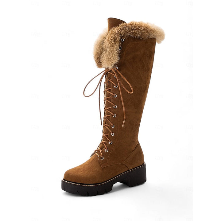 Halvïne | Femme Bottes Montantes Lacets Fourrure - Camel - Image 6