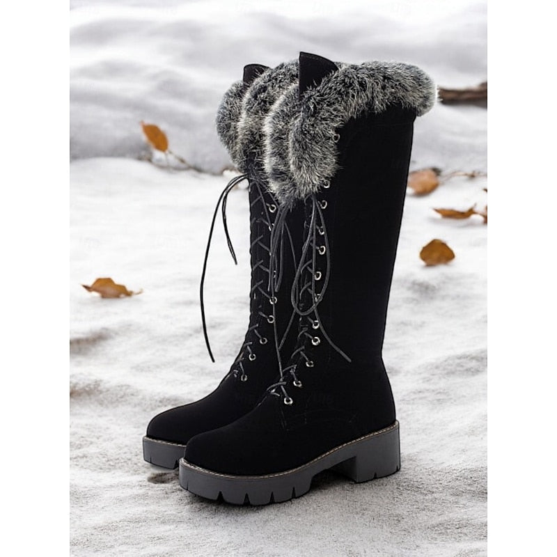 Halvïne | Femme Bottes Montantes Lacets Fourrure - Camel - Image 8