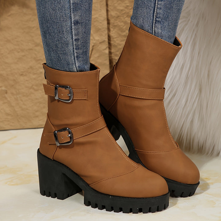 Halvène | Femme Bottine Talon Carré Boucles Plateforme - Image 4