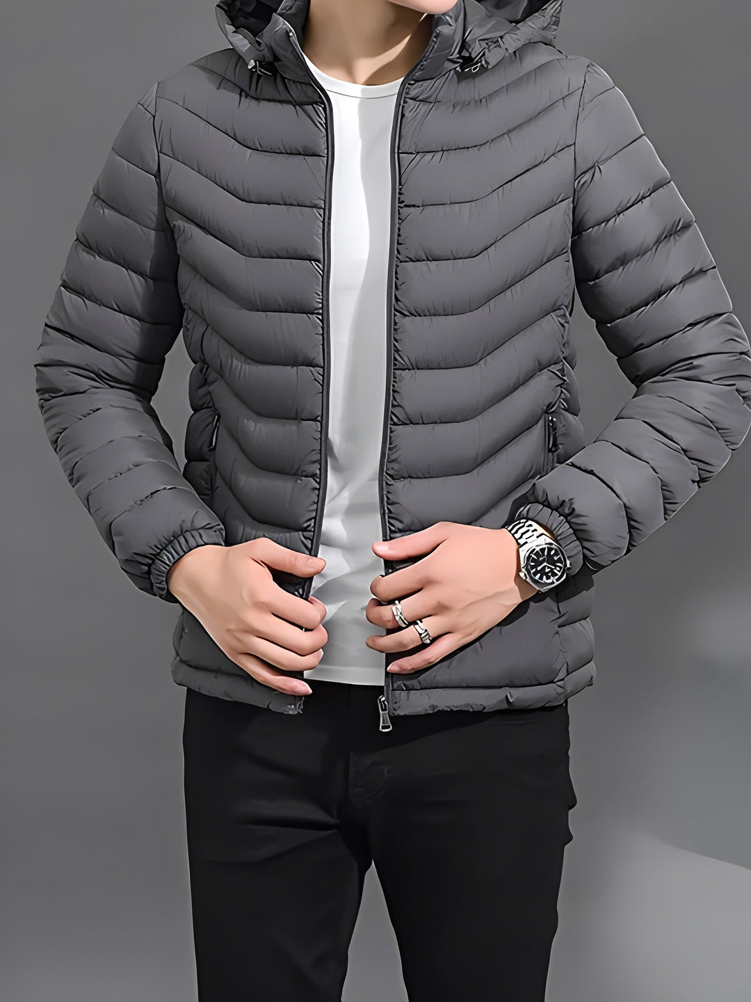 Halvorn | Homme Doudoune à Capuche Coupe Ajustée - Black - Image 7