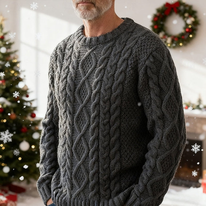 Halvorn | Pull Torsadé Col Rond Homme - Cream - Image 3