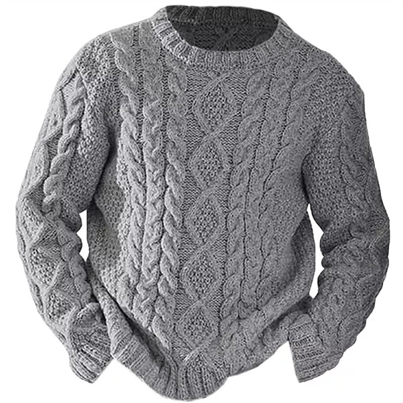 Halvorn | Pull Torsadé Col Rond Homme - Cream - Image 9