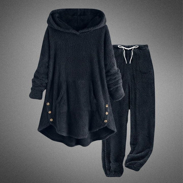 Halvorne | Ensemble Polaire Femme Sweat Capuche et Jogging - Burgundy - Image 3