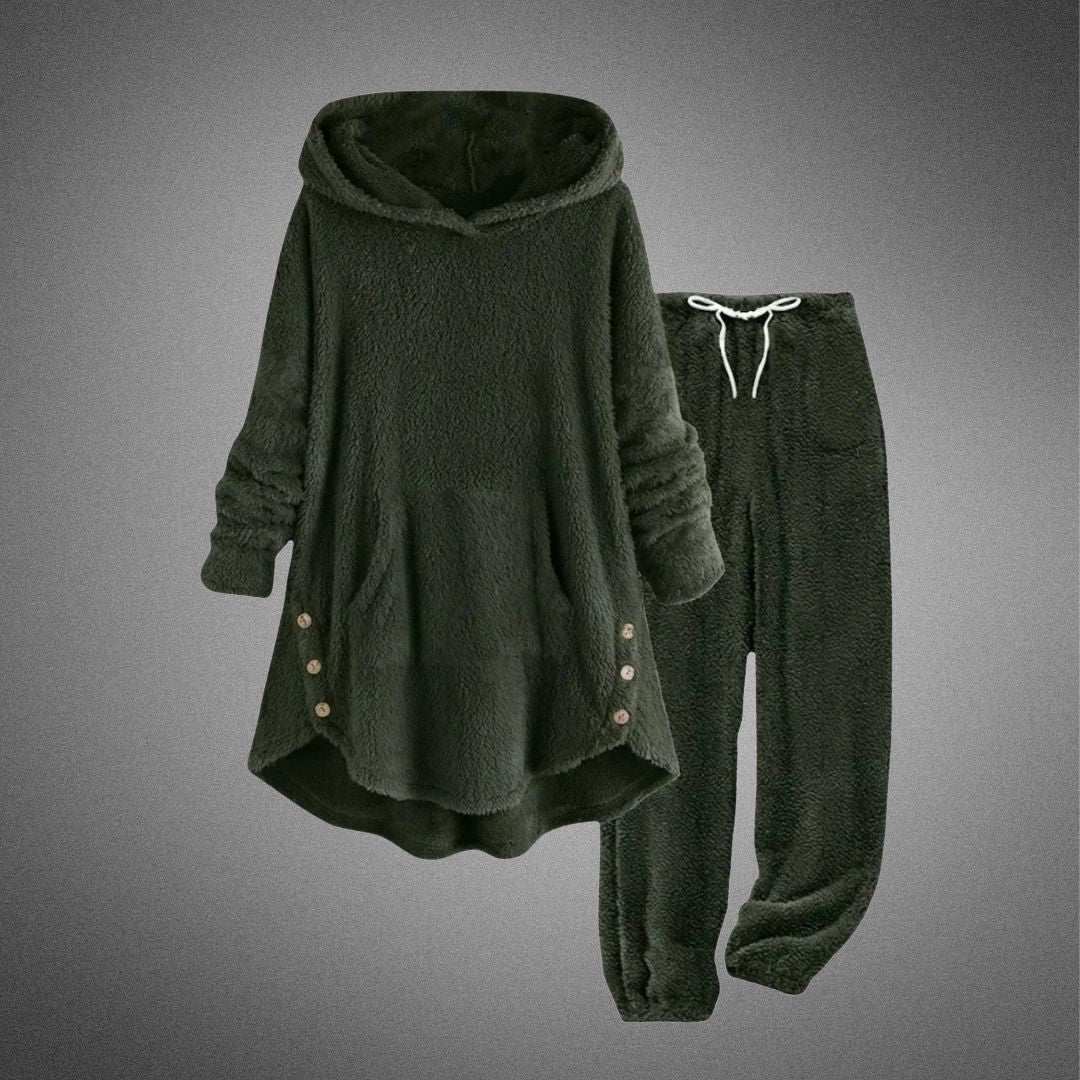 Halvorne | Ensemble Polaire Femme Sweat Capuche et Jogging - Burgundy - Image 4