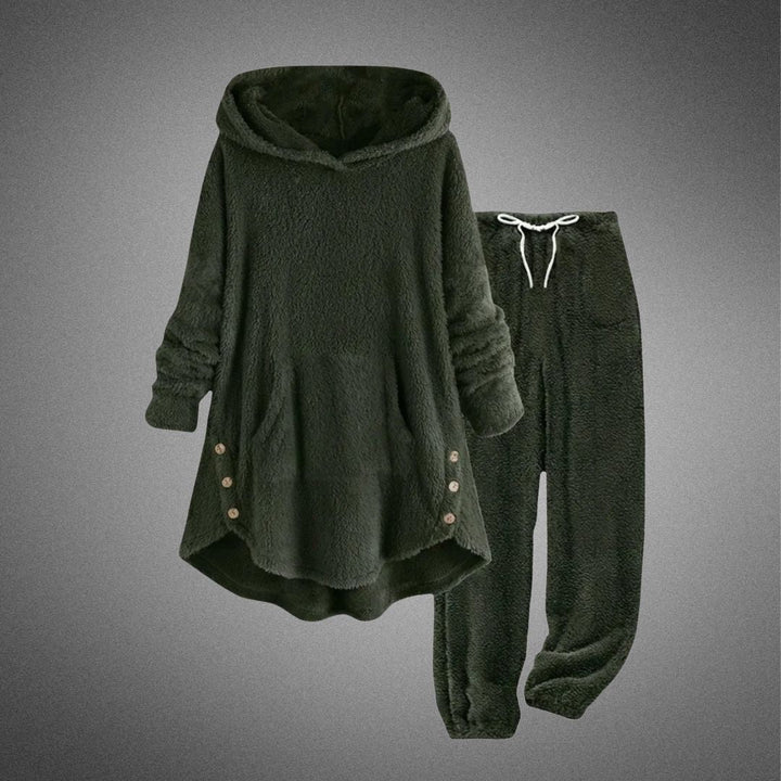 Halvorne | Ensemble Polaire Femme Sweat Capuche et Jogging - Burgundy - Image 4