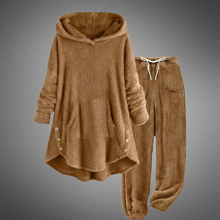 Halvorne | Ensemble Polaire Femme Sweat Capuche et Jogging - Burgundy - Image 5