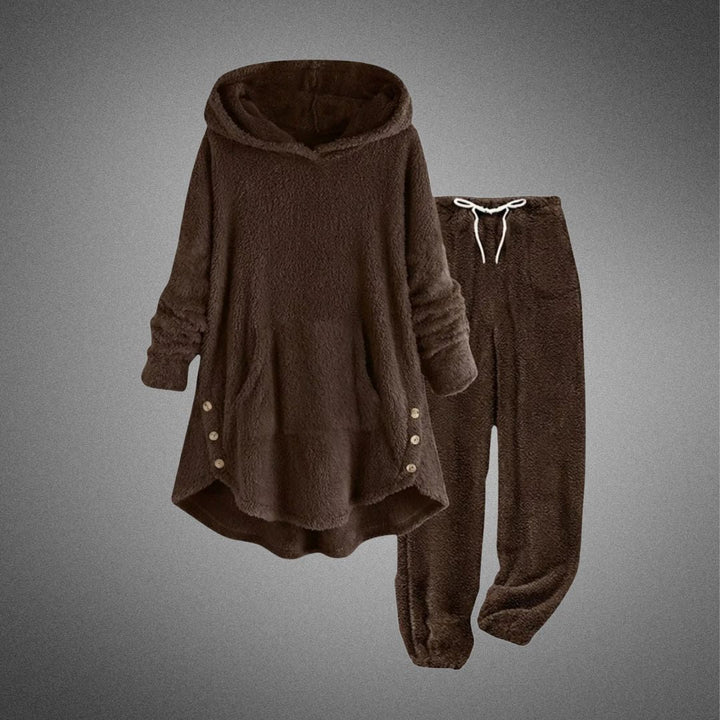 Halvorne | Ensemble Polaire Femme Sweat Capuche et Jogging - Burgundy - Image 6