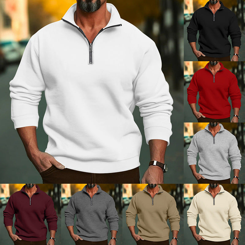Halvric | Homme Sweat Col Zippé Coupe Régulière - White - Image 1