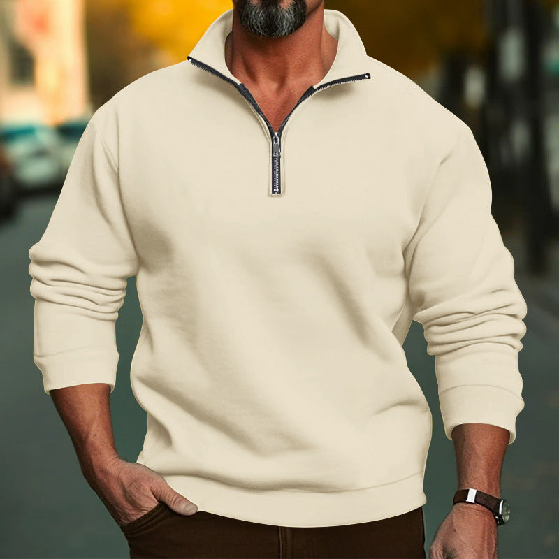 Halvric | Homme Sweat Col Zippé Coupe Régulière - White - Image 11