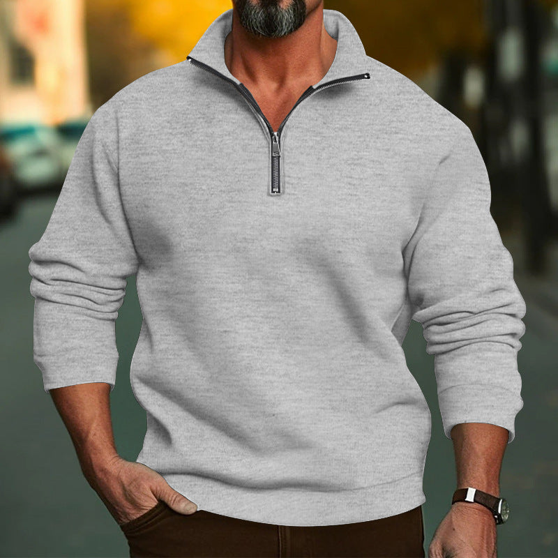 Halvric | Homme Sweat Col Zippé Coupe Régulière - White - Image 2