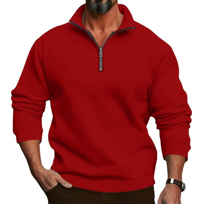 Halvric | Homme Sweat Col Zippé Coupe Régulière - White - Image 3