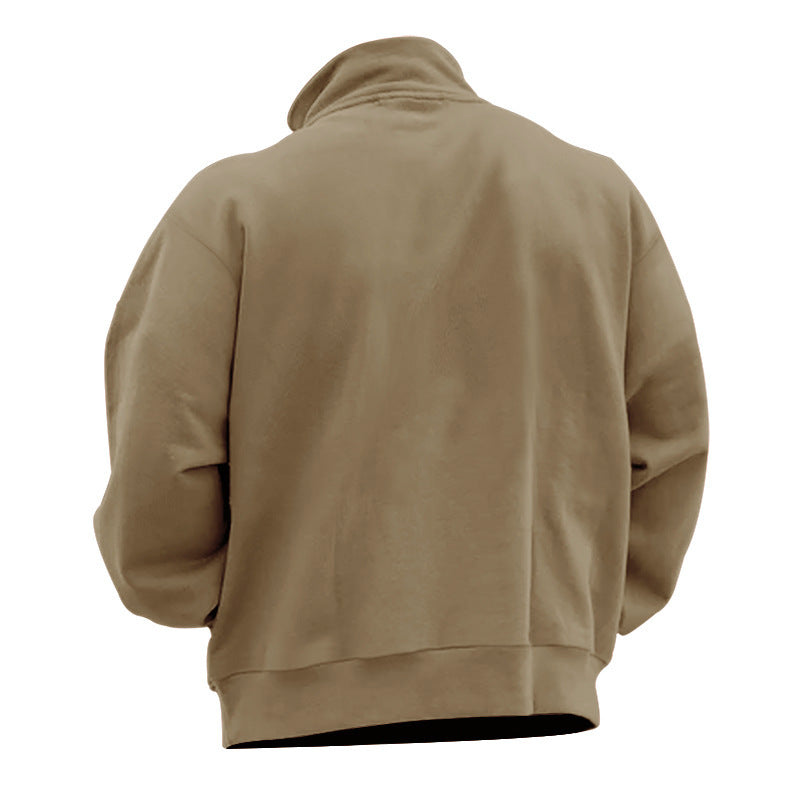 Halvric | Homme Sweat Col Zippé Coupe Régulière - White - Image 4