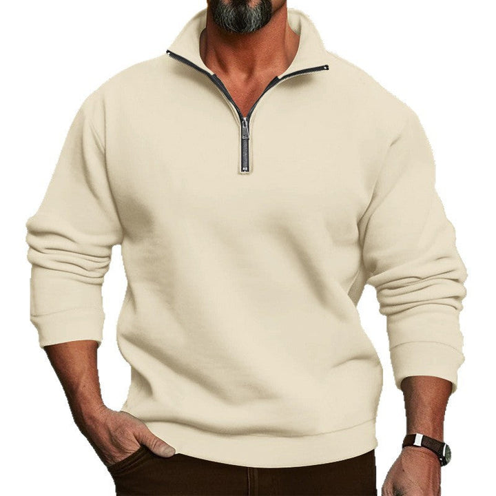 Halvric | Homme Sweat Col Zippé Coupe Régulière - White - Image 5