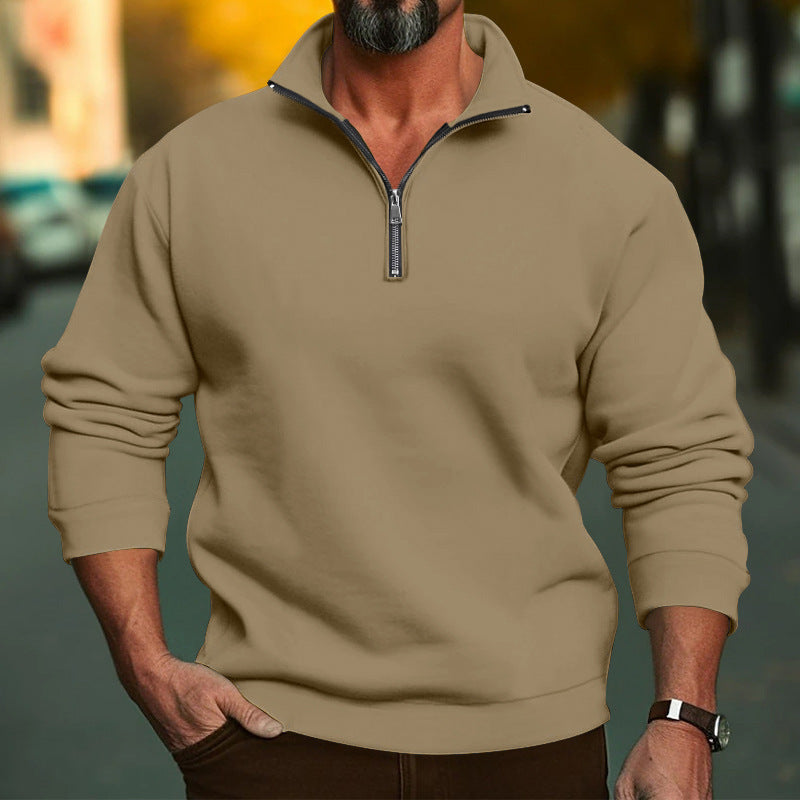 Halvric | Homme Sweat Col Zippé Coupe Régulière - White - Image 7