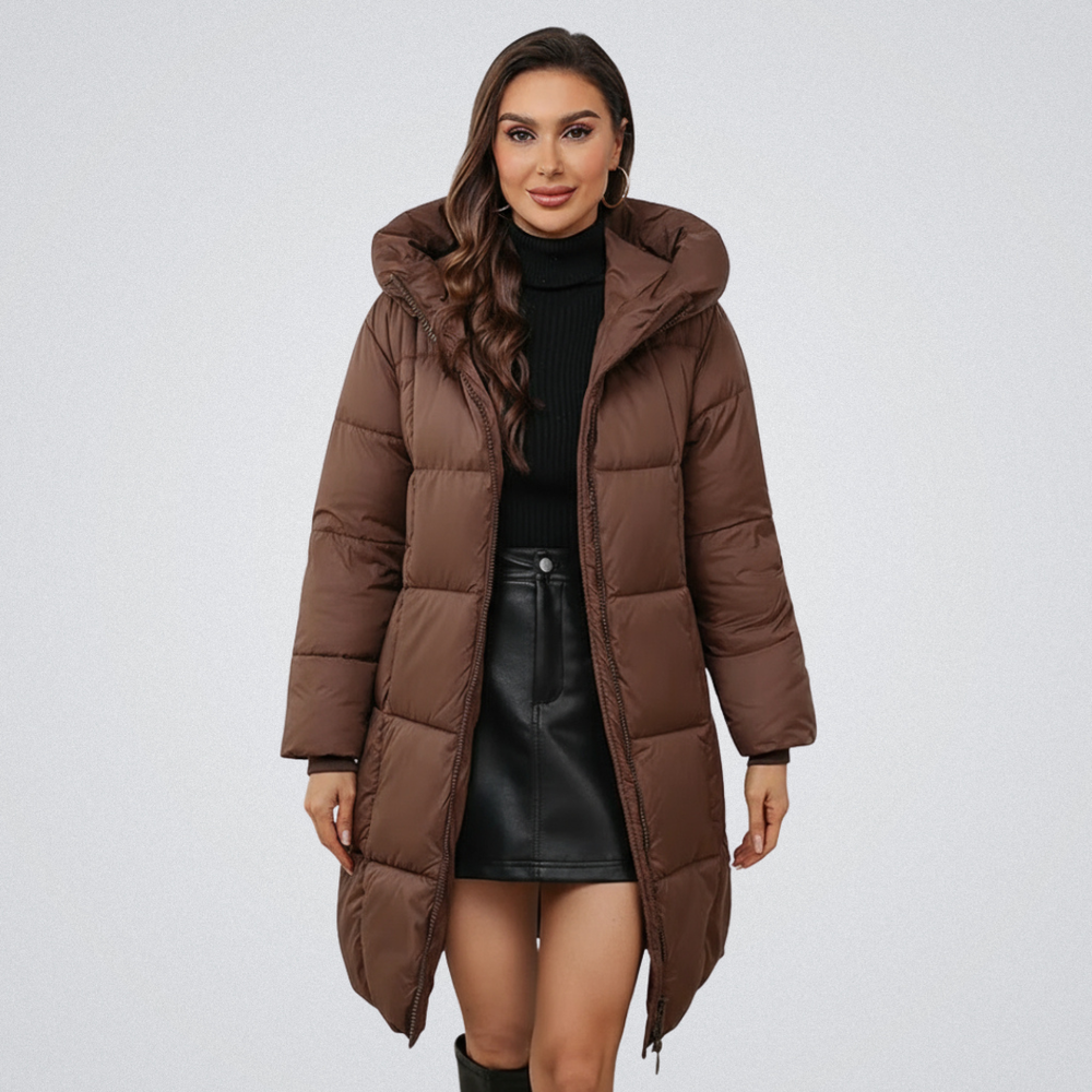 Halvïse | Femme Doudoune Longue à Capuche Hiver - Red - Image 2