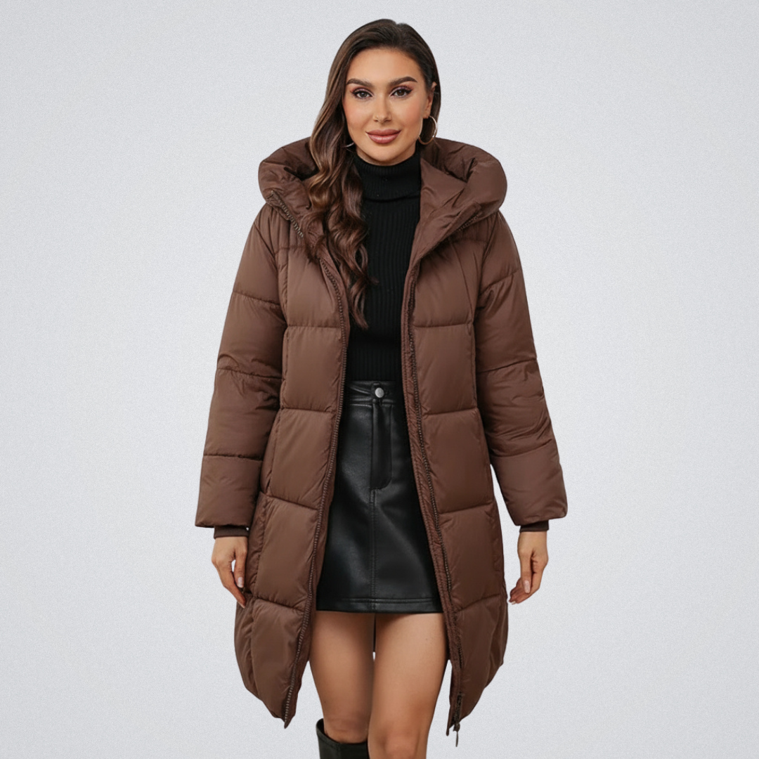 Halvïse | Femme Doudoune Longue à Capuche Hiver - Red - Image 2
