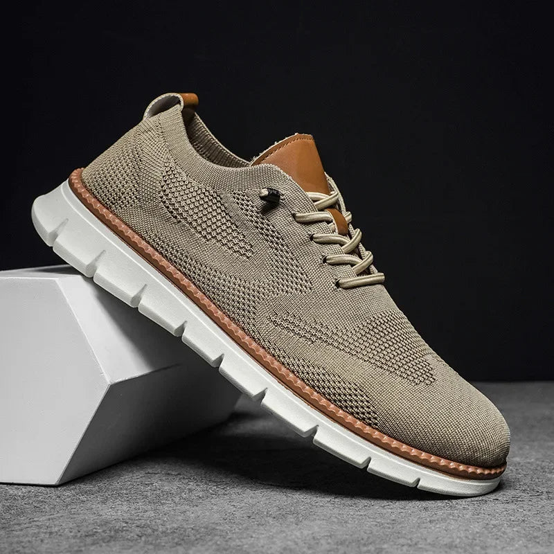Fauvel | Homme Sneaker Respirant Lacets - Khaki - Image 1