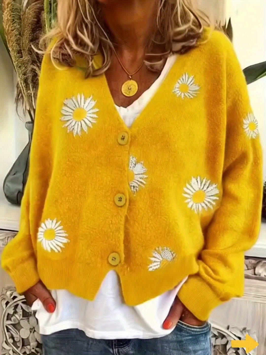 Léandre | Gilet Femme Fleuri Boutonné Manches Longues - Image 11