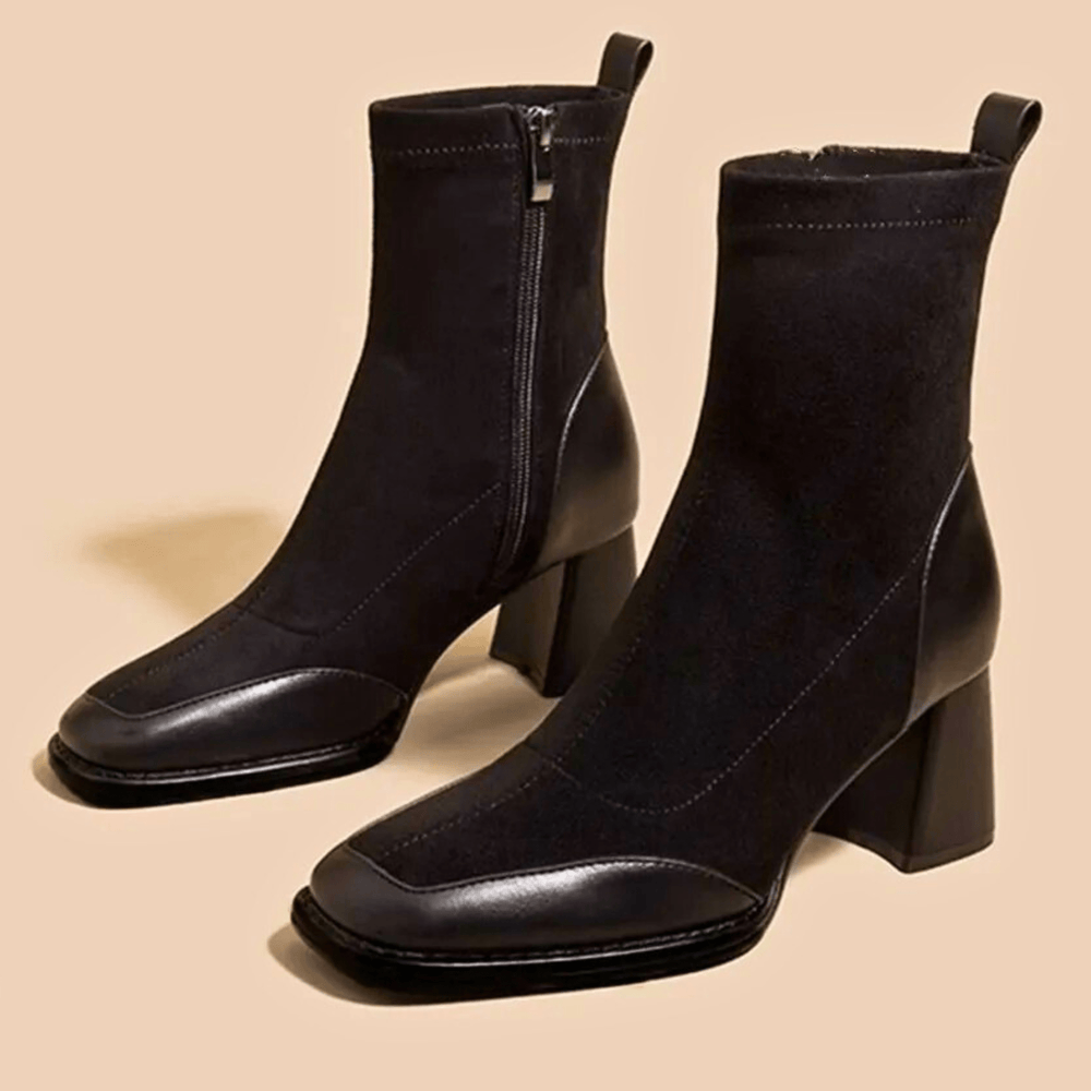 Liravène | Femme Bottines Talon Carré Suédine - Brown - Image 2